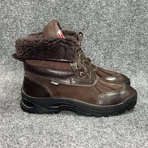 PAJAR Winter Boots Mens Size 9 Brown Leather Ice Gripper Spike Fishing Snow Cold